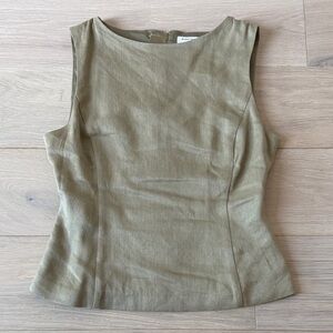 Babaton Olive Green Tailored Sleeveless Shell Top